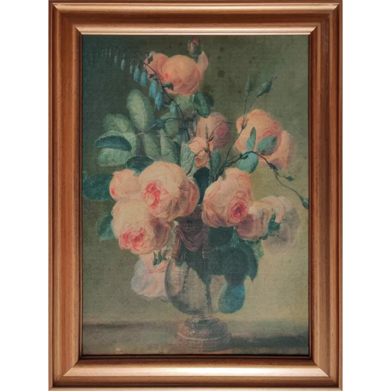 12" x 16" Antique Floral Framed Canvas Board Olive Green: Botanical Digital Art, Gold Frame, Vertical Layout