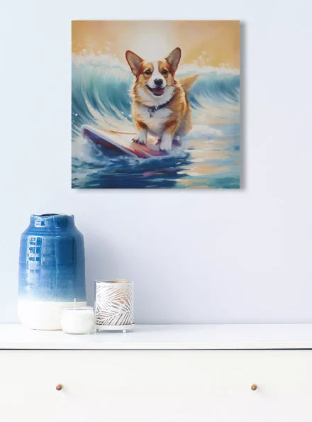 Corgi Canvas Wall Art - Whimsical Decor for Dog Enthusiasts