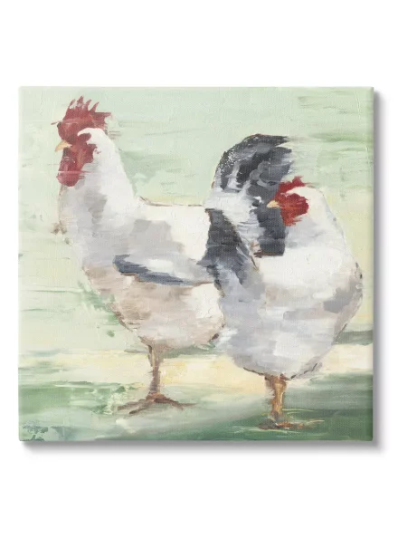 Farmhouse Chickens Hens Painting Canvas Wall Art