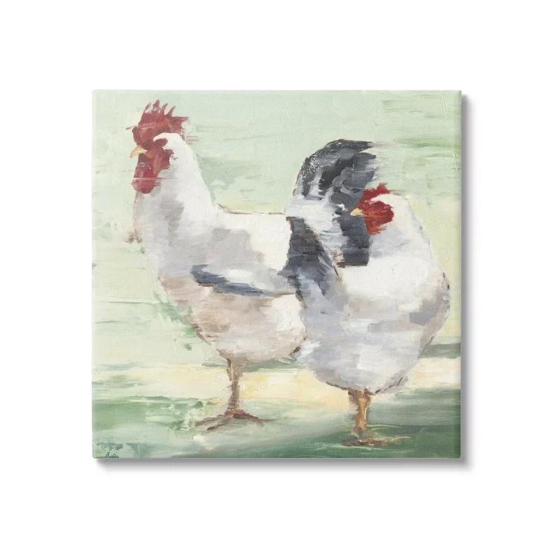 Farmhouse Chickens Hens Painting Canvas Wall Art