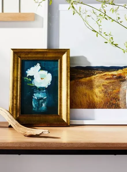 11" x 14" Floral Arrangement Framed Wall Canvas Gold/Navy - Threshold™ designed with Studio McGee - Image 2