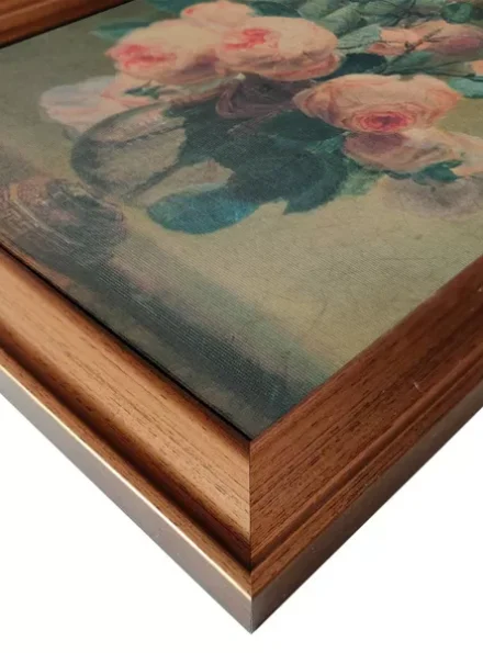 12" x 16" Antique Floral Framed Canvas Board Olive Green: Botanical Digital Art, Gold Frame, Vertical Layout - Image 3
