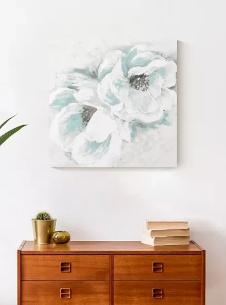 White Flowers 20 x 20 Canvas Wall Art - Image 3